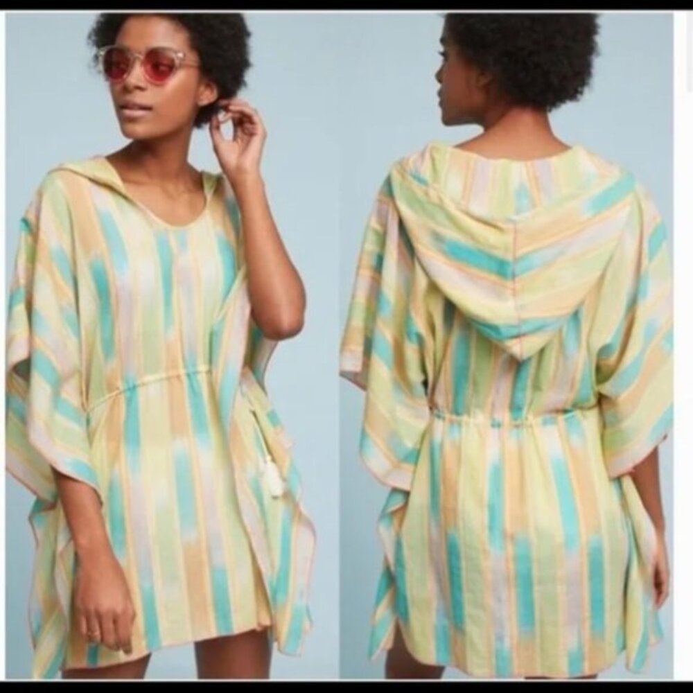 Anthropologie Lilka Hollie Batwing Sleeved Tunic/Cover Up Pastel Yarn-Dye Sz M/L